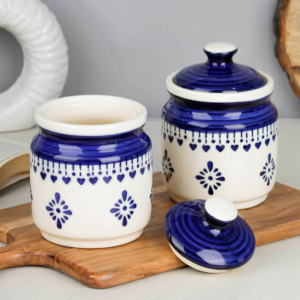 Ceramic Pickle Jar Set with Lids – Set of 2 Barni Style Storage Jars | Ceramic Kitchen Storage Containers